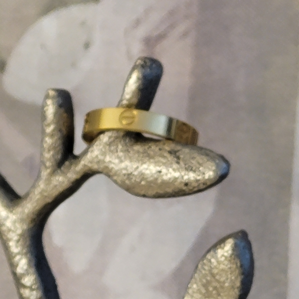 Love Ring w/ Screw Design Gold-tone Unisex Style Size 8 - Picture 4 of 12